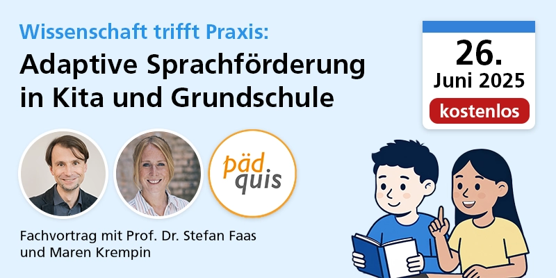 Banner: Webseminar „Apaptive Sprachförderung in Kita und Grundschule“